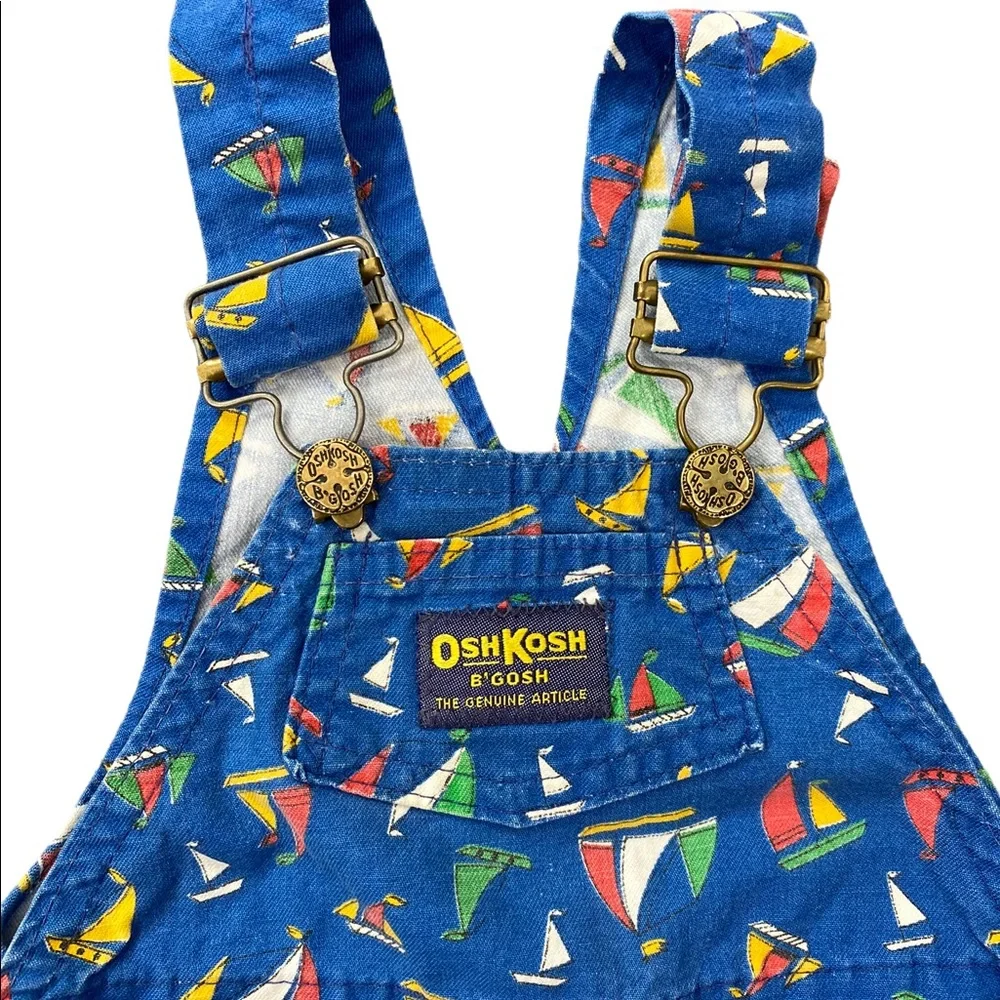 OSHKOSH B’GOSH Vintage RARE Vestbak Sailboat Overall Pants Size 24M